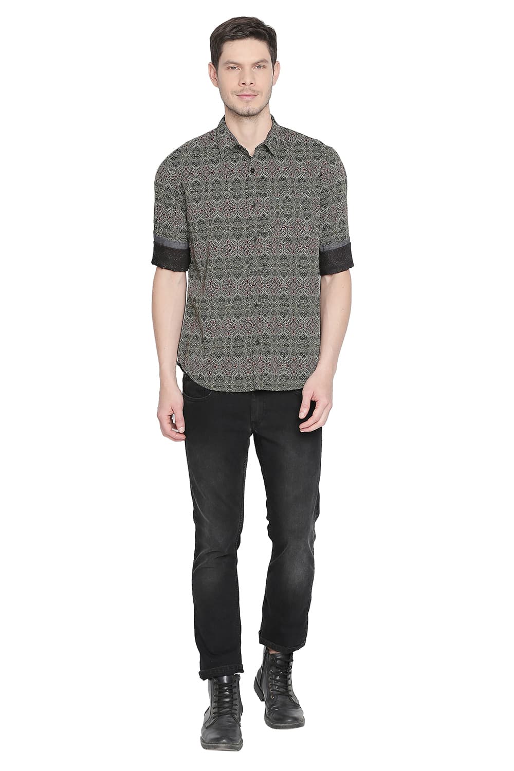 BASICS SLIM FIT PRINTED SHIRT