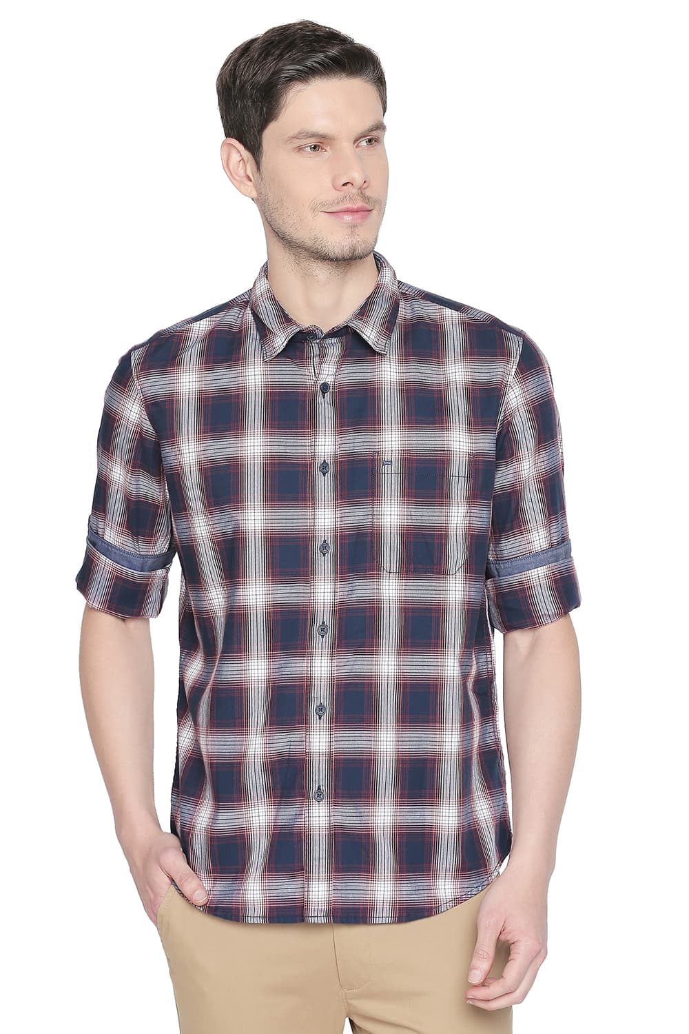 BASICS SLIM FIT CHECKS SHIRT