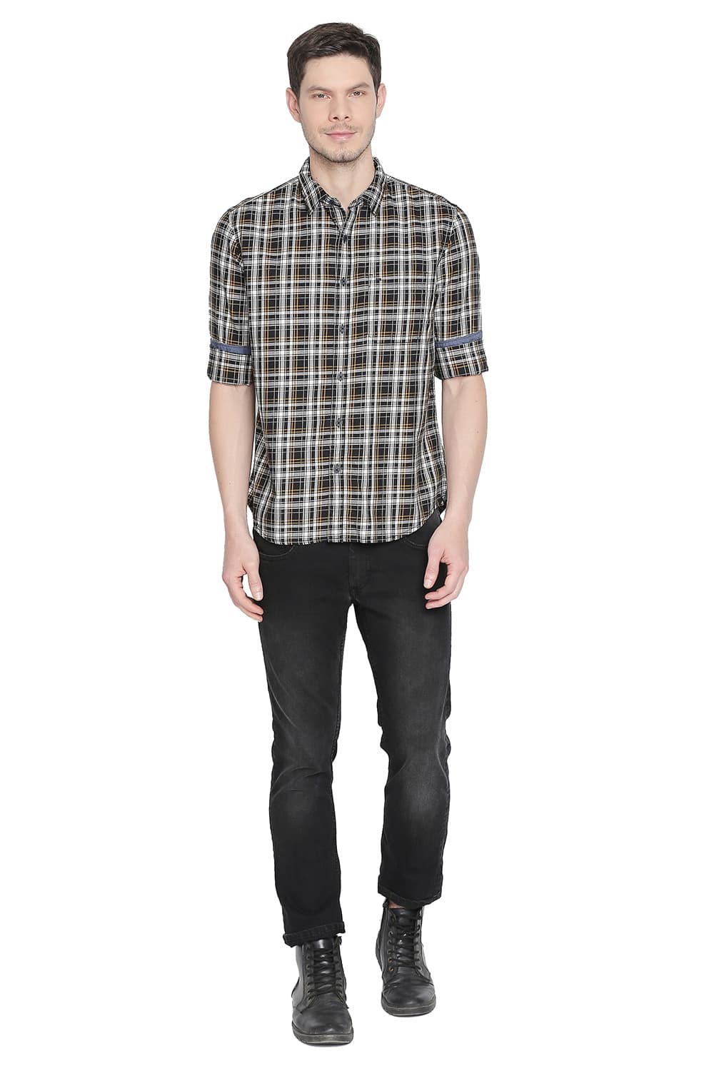 BASICS SLIM FIT CHECKS SHIRT