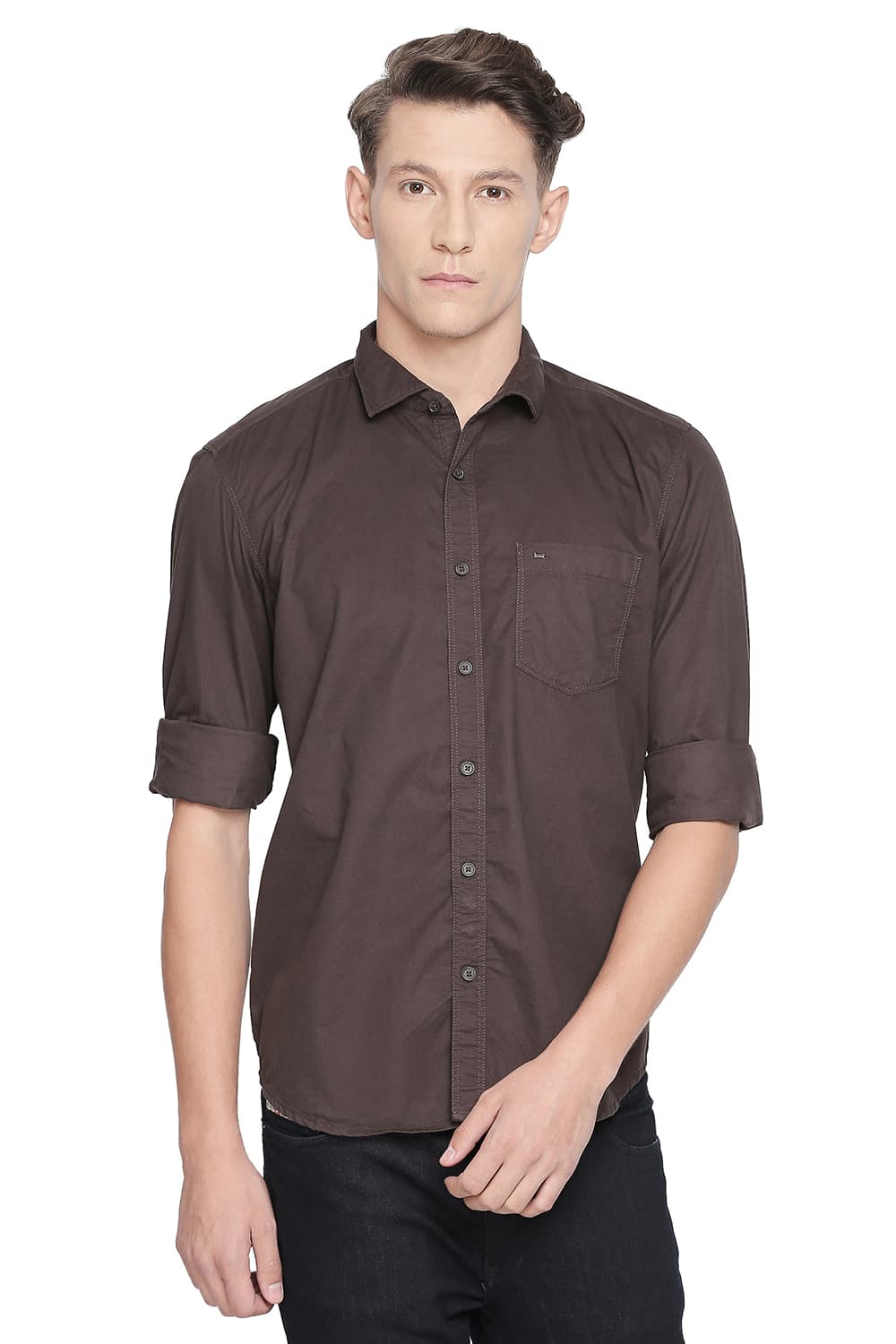 BASICS SLIM FIT PEACH TWILL SHIRT