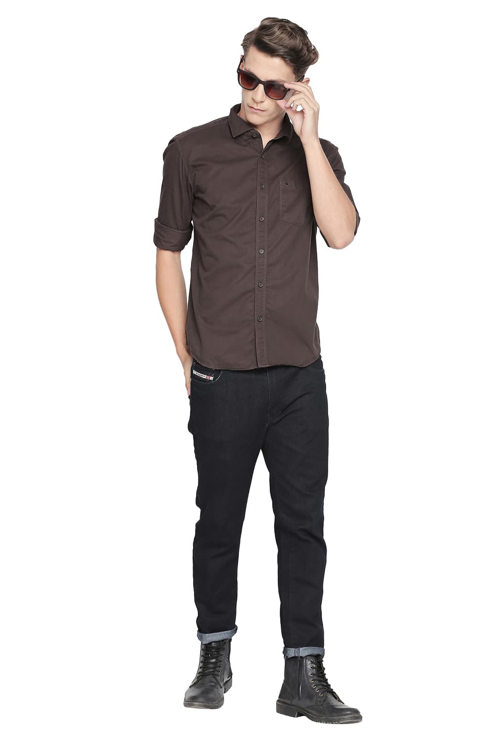 BASICS SLIM FIT PEACH TWILL SHIRT