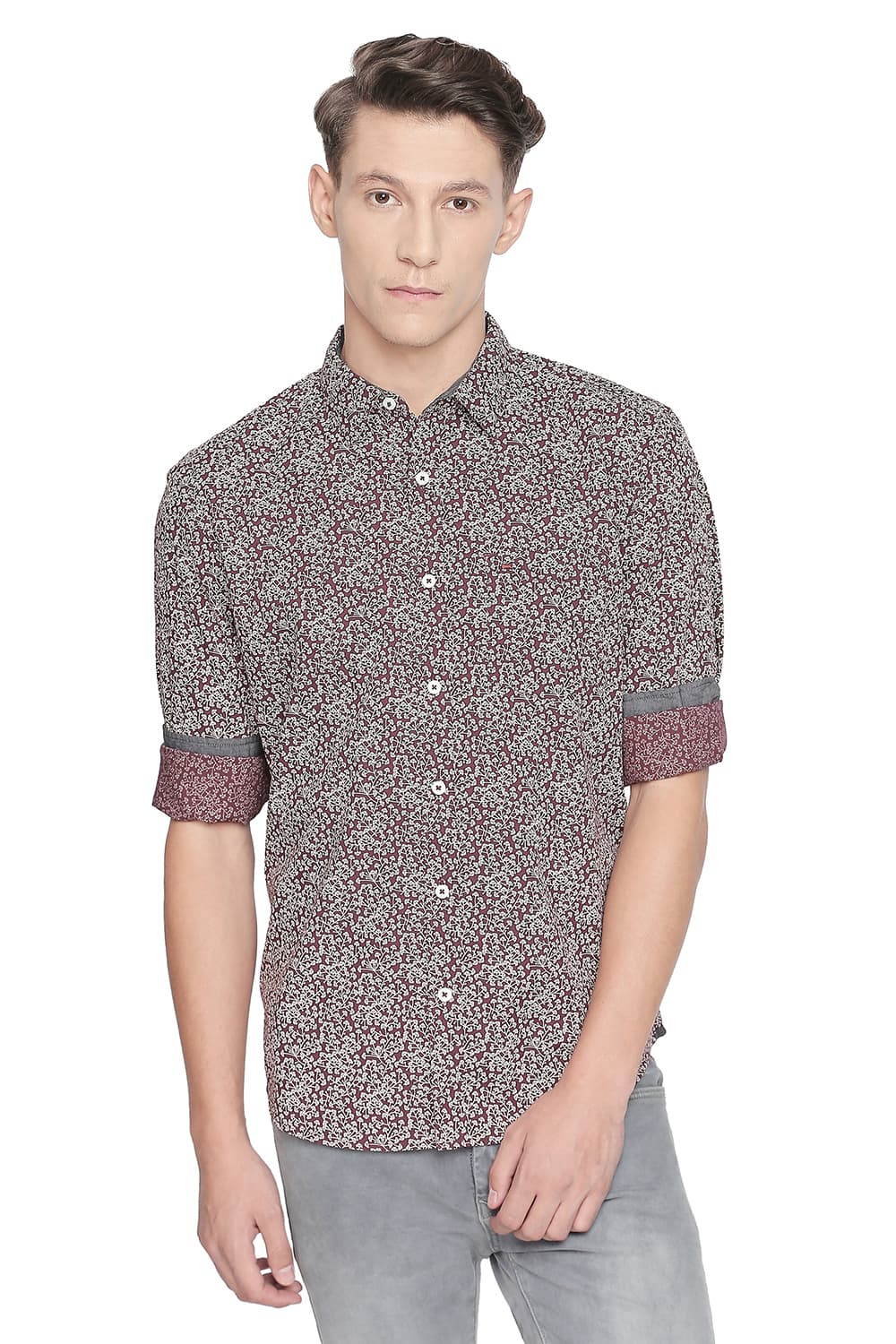 BASICS SLIM FIT PRINTED SHIRT