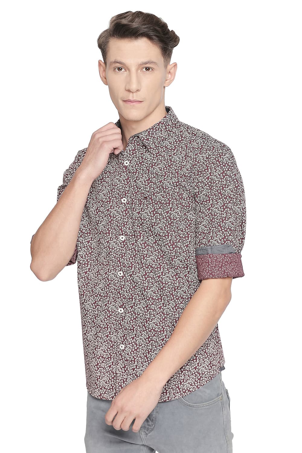 BASICS SLIM FIT PRINTED SHIRT