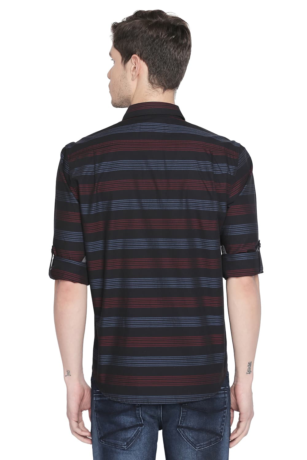 BASICS SLIM FIT WEFT STRIPES SHIRT