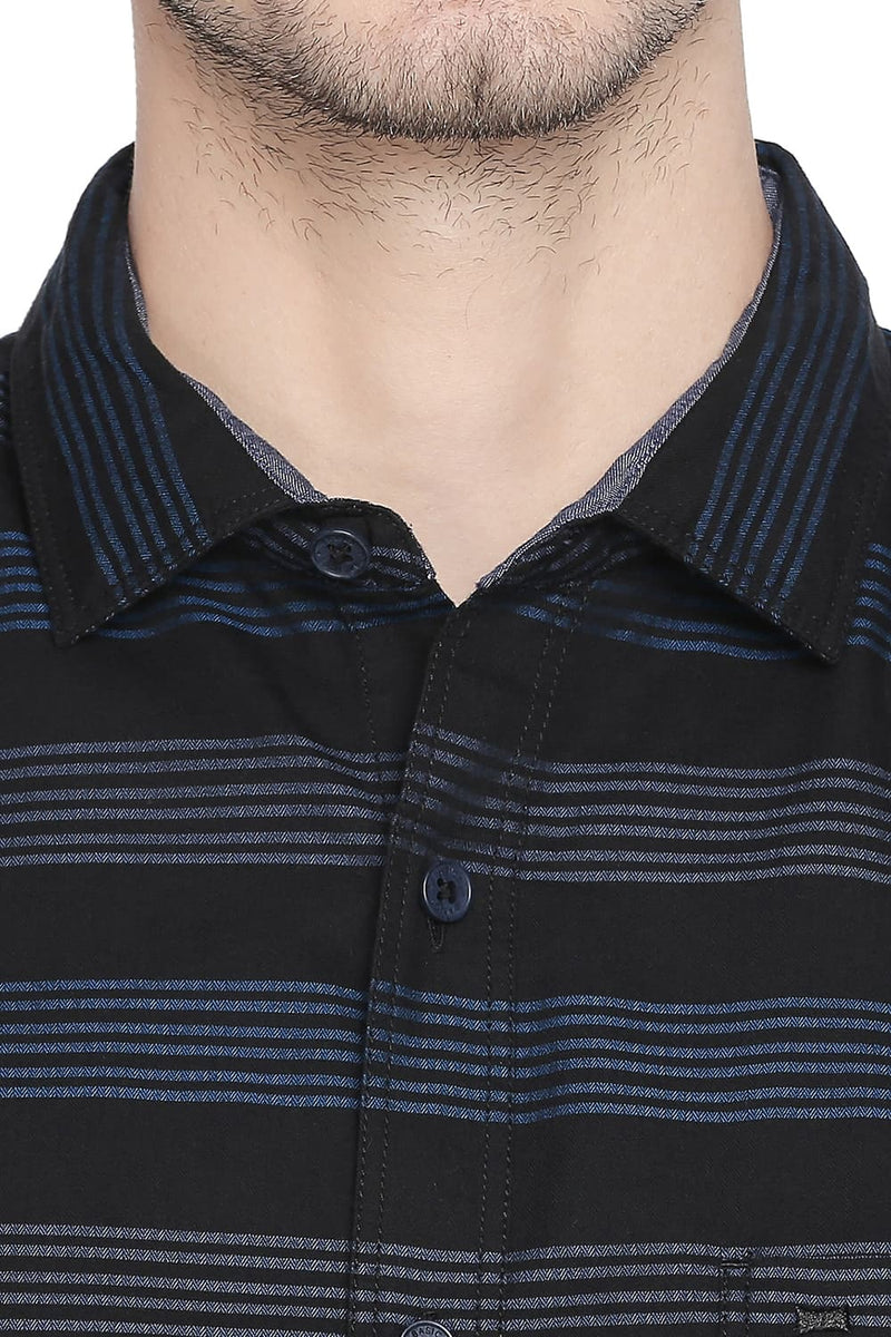 BASICS SLIM FIT WEFT STRIPES SHIRT