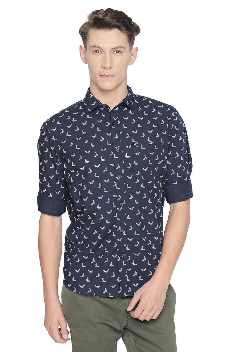 BASICS SLIM FIT PRINTED SHIRT