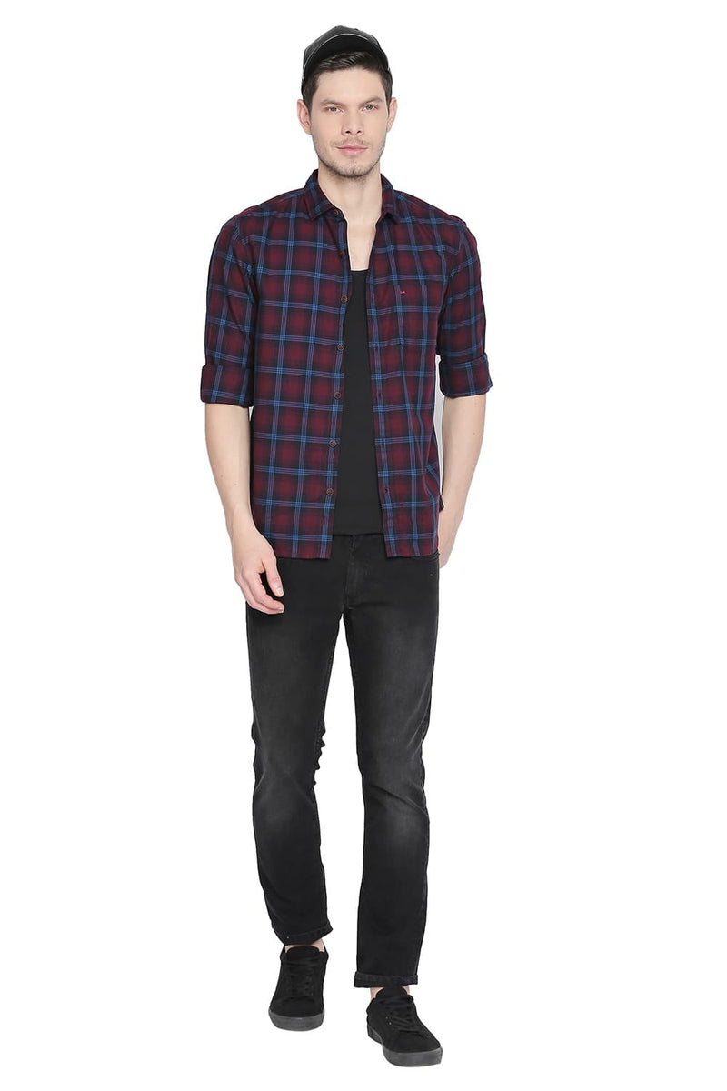 BASICS SLIM FIT CHECKS SHIRT