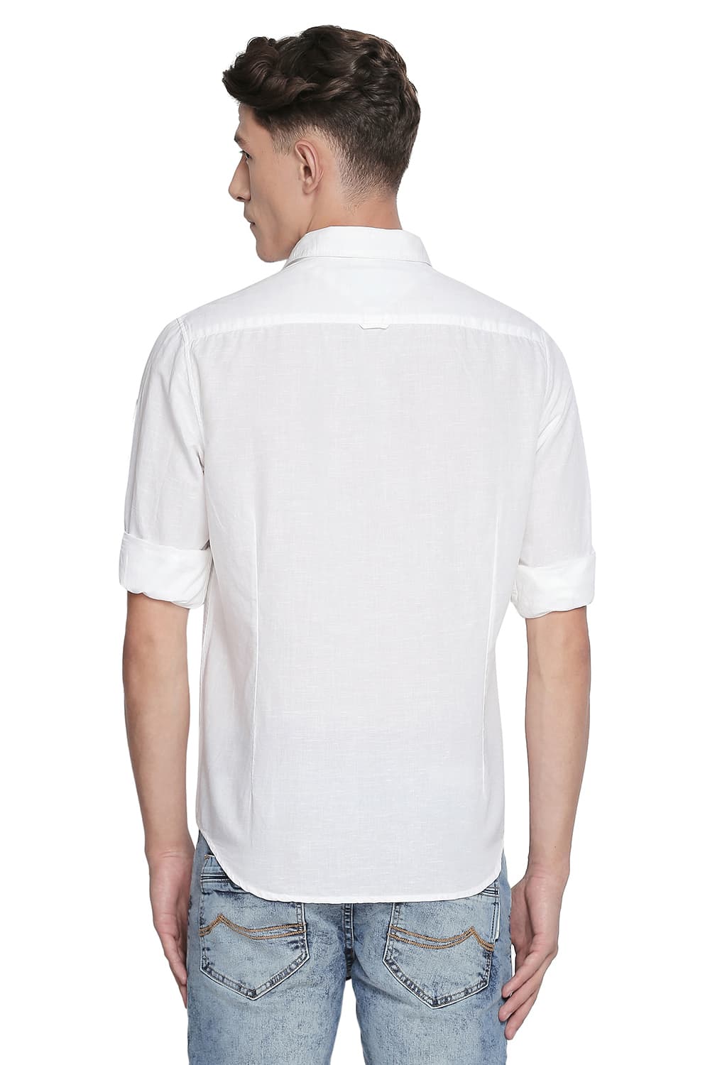 BASICS SLIM FIT COTTON LINEN SHIRT