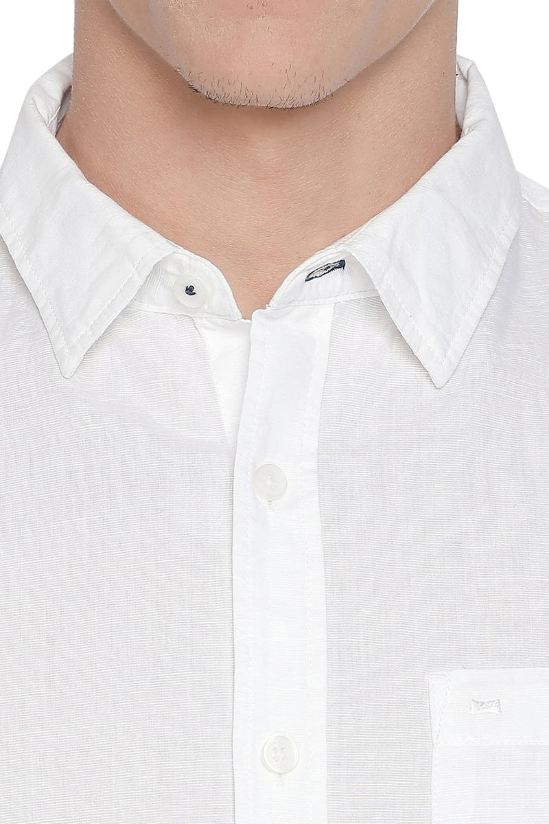 BASICS SLIM FIT COTTON LINEN SHIRT