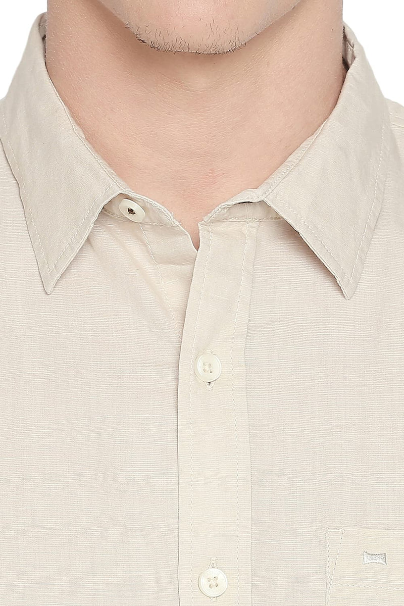 BASICS SLIM FIT COTTON LINEN SHIRT