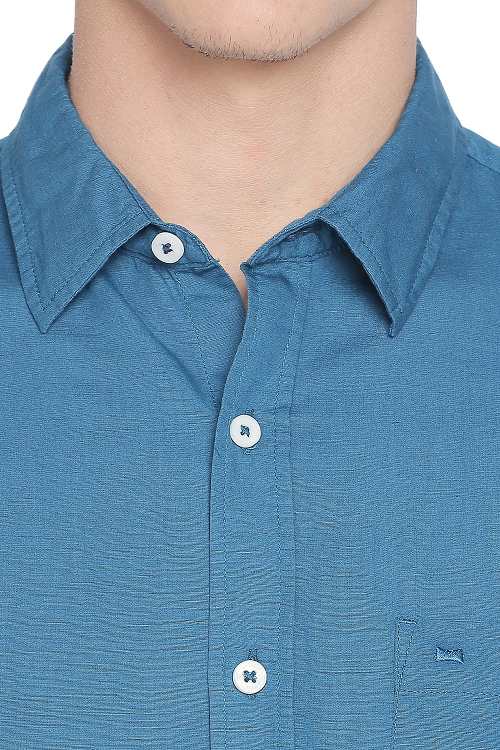 BASICS SLIM FIT COTTON LINEN SHIRT