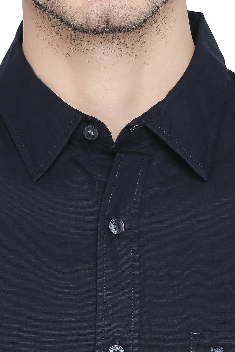 BASICS SLIM FIT COTTON LINEN SHIRT