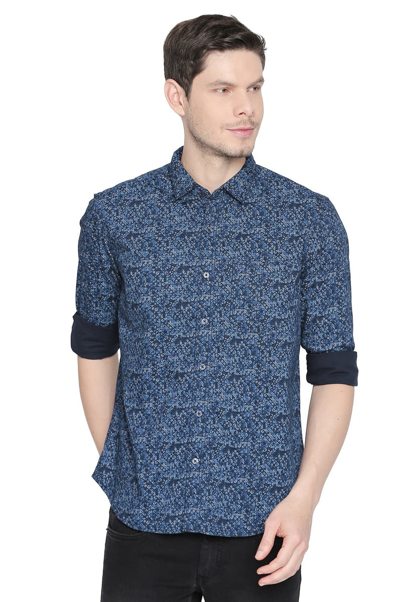 BASICS SLIM FIT PRINTED SHIRT