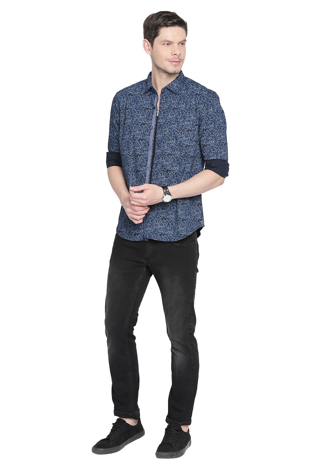 BASICS SLIM FIT PRINTED SHIRT