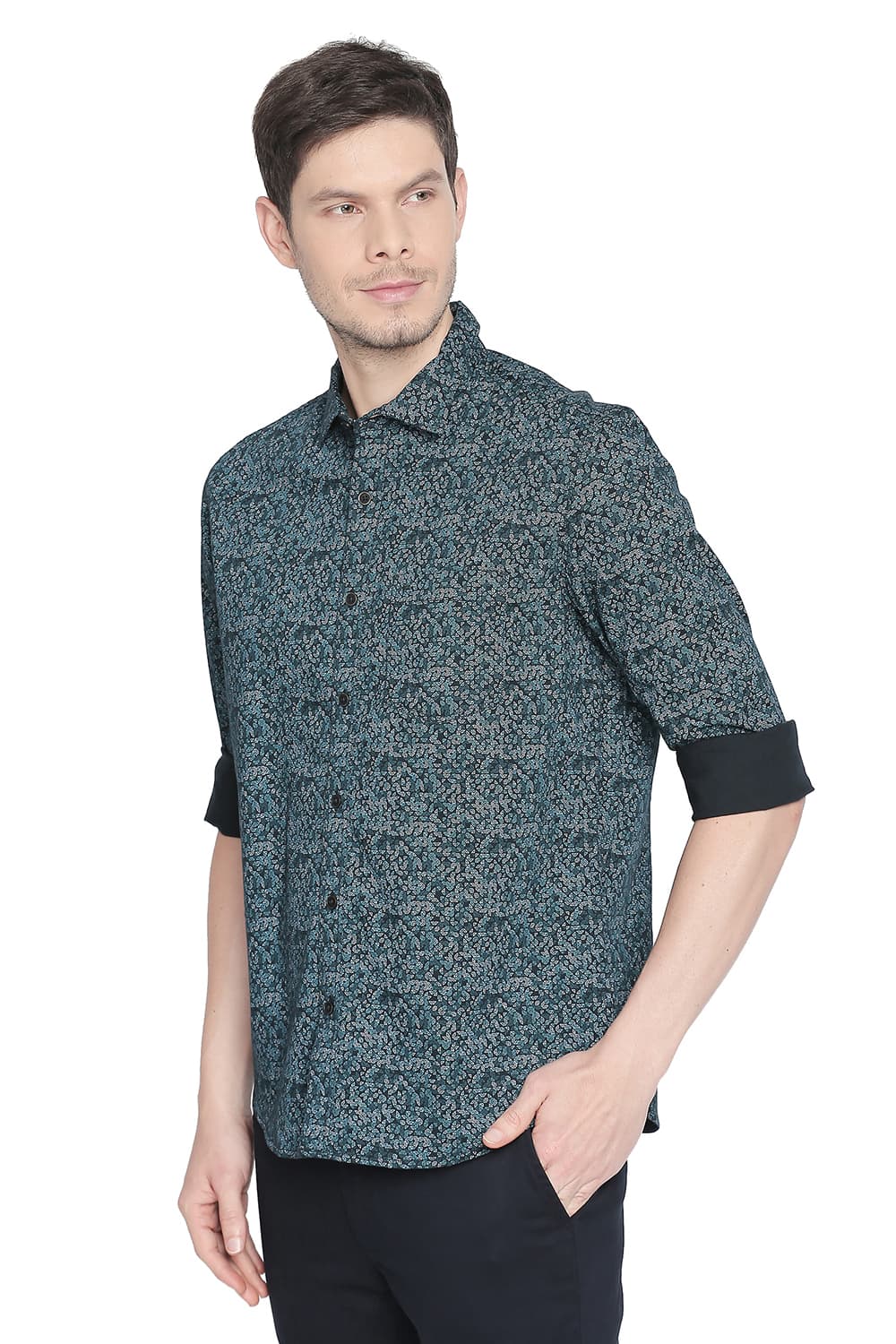 BASICS SLIM FIT PRINTED SHIRT