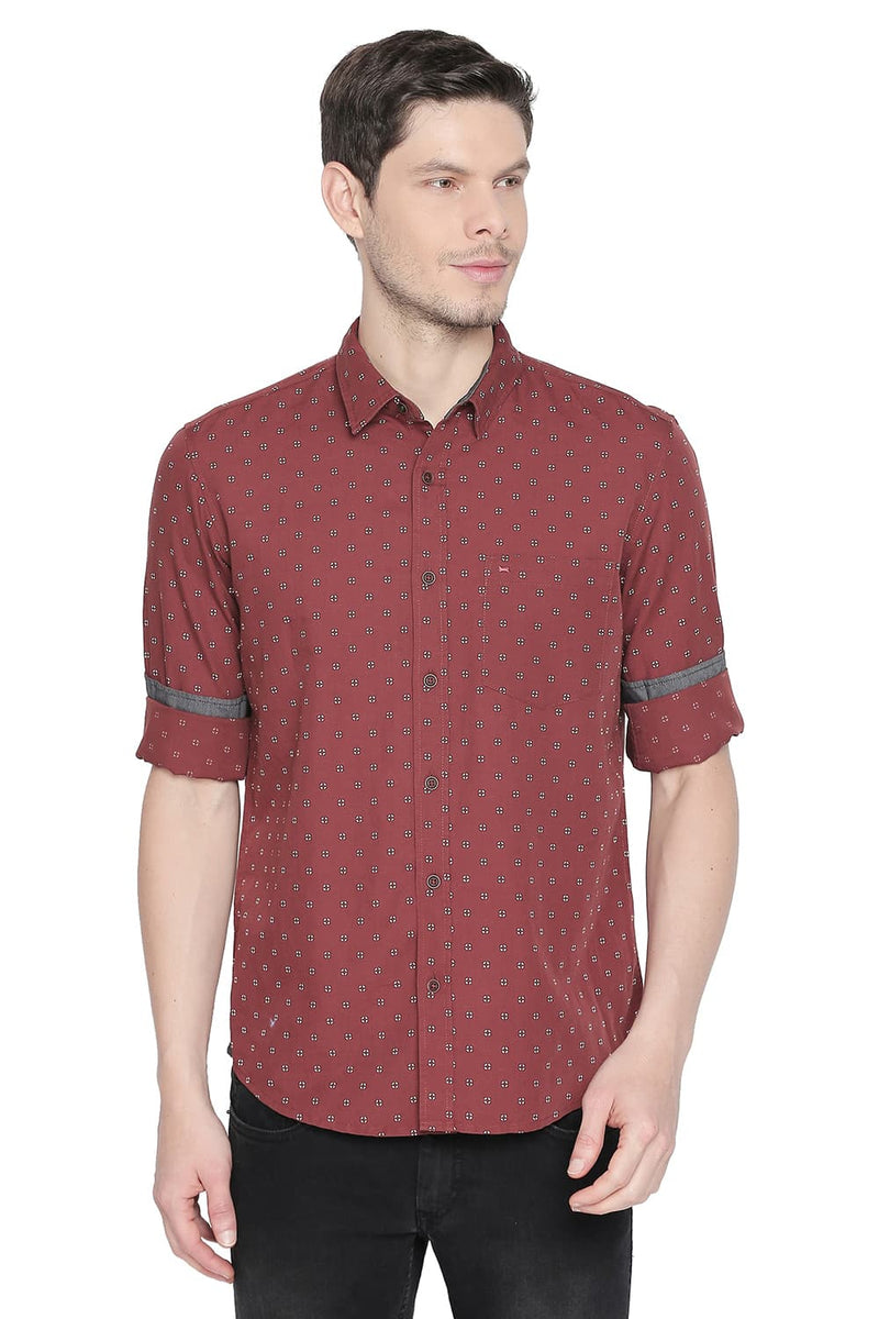 BASICS SLIM FIT PRINTED SHIRT