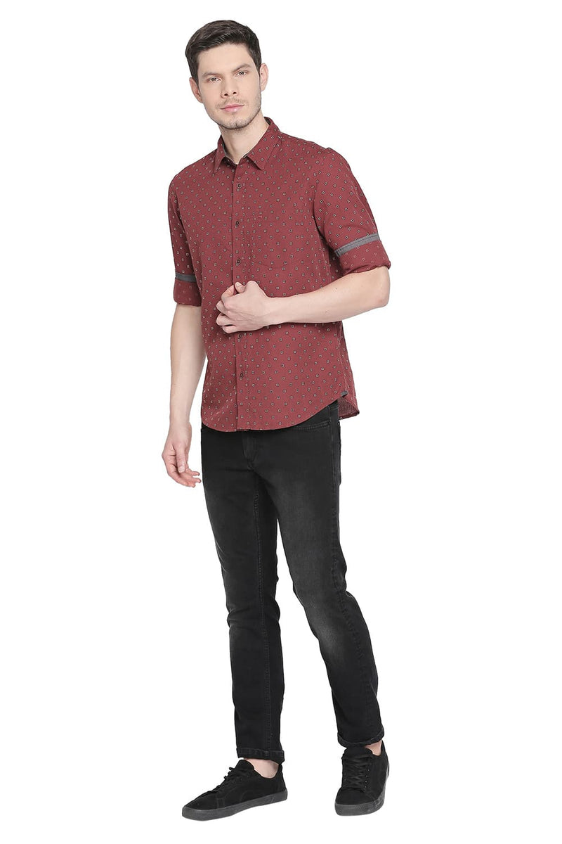 BASICS SLIM FIT PRINTED SHIRT