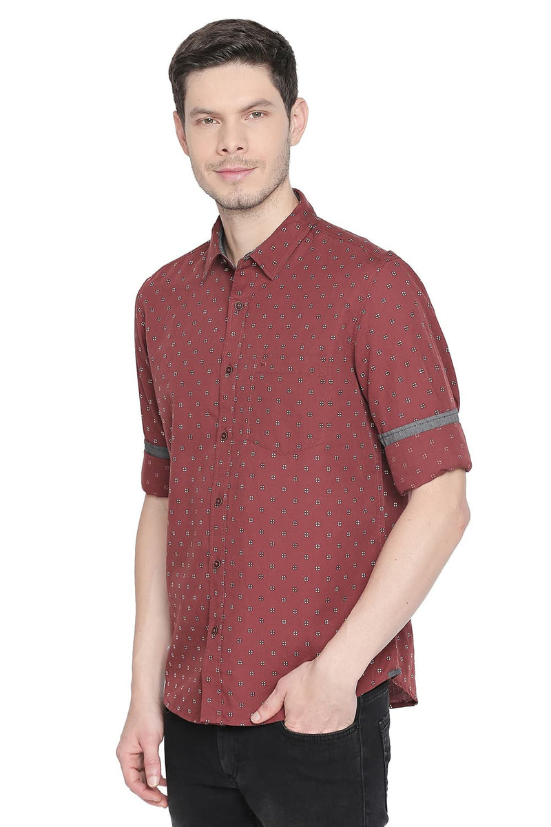 BASICS SLIM FIT PRINTED SHIRT