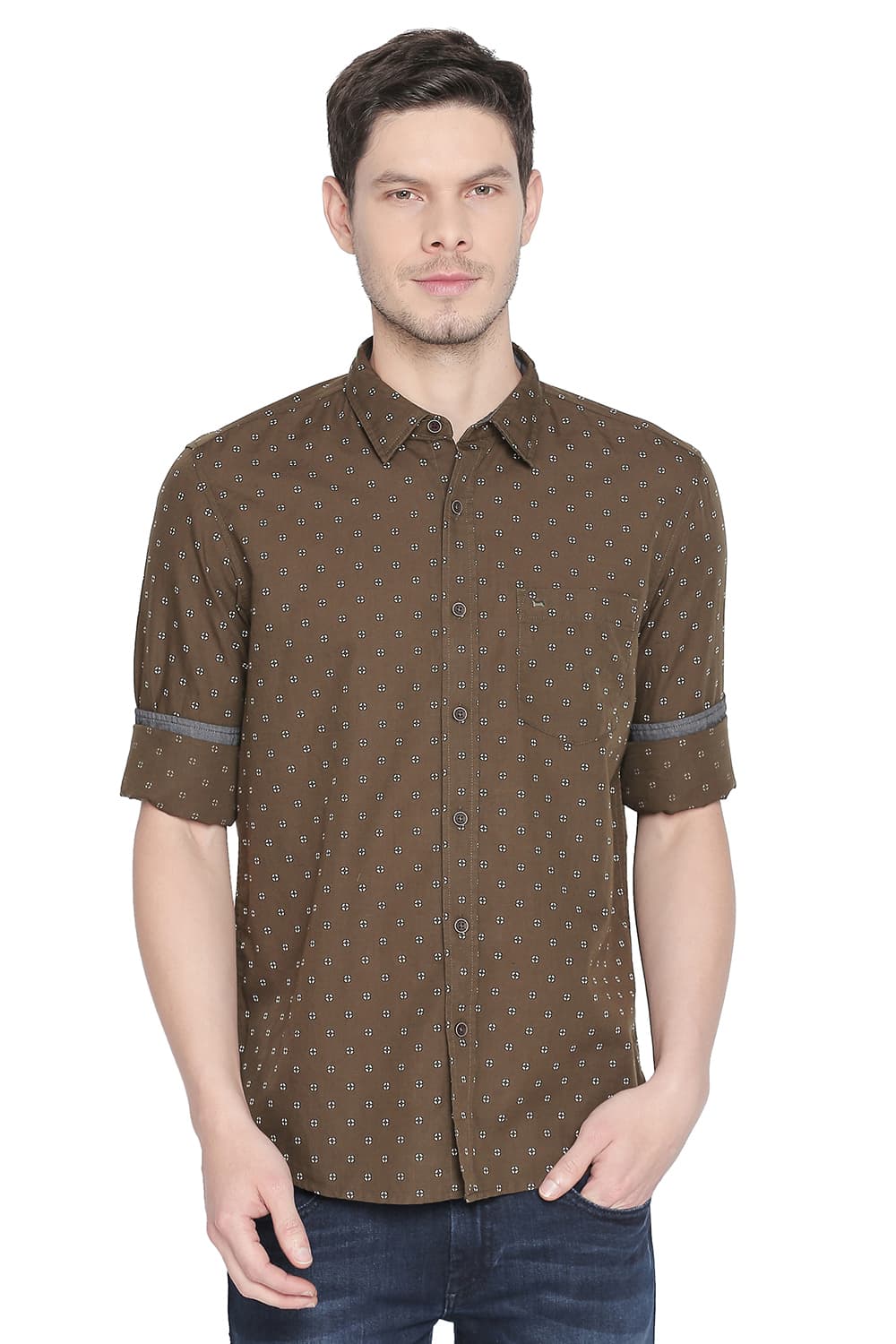 BASICS SLIM FIT PRINTED SHIRT