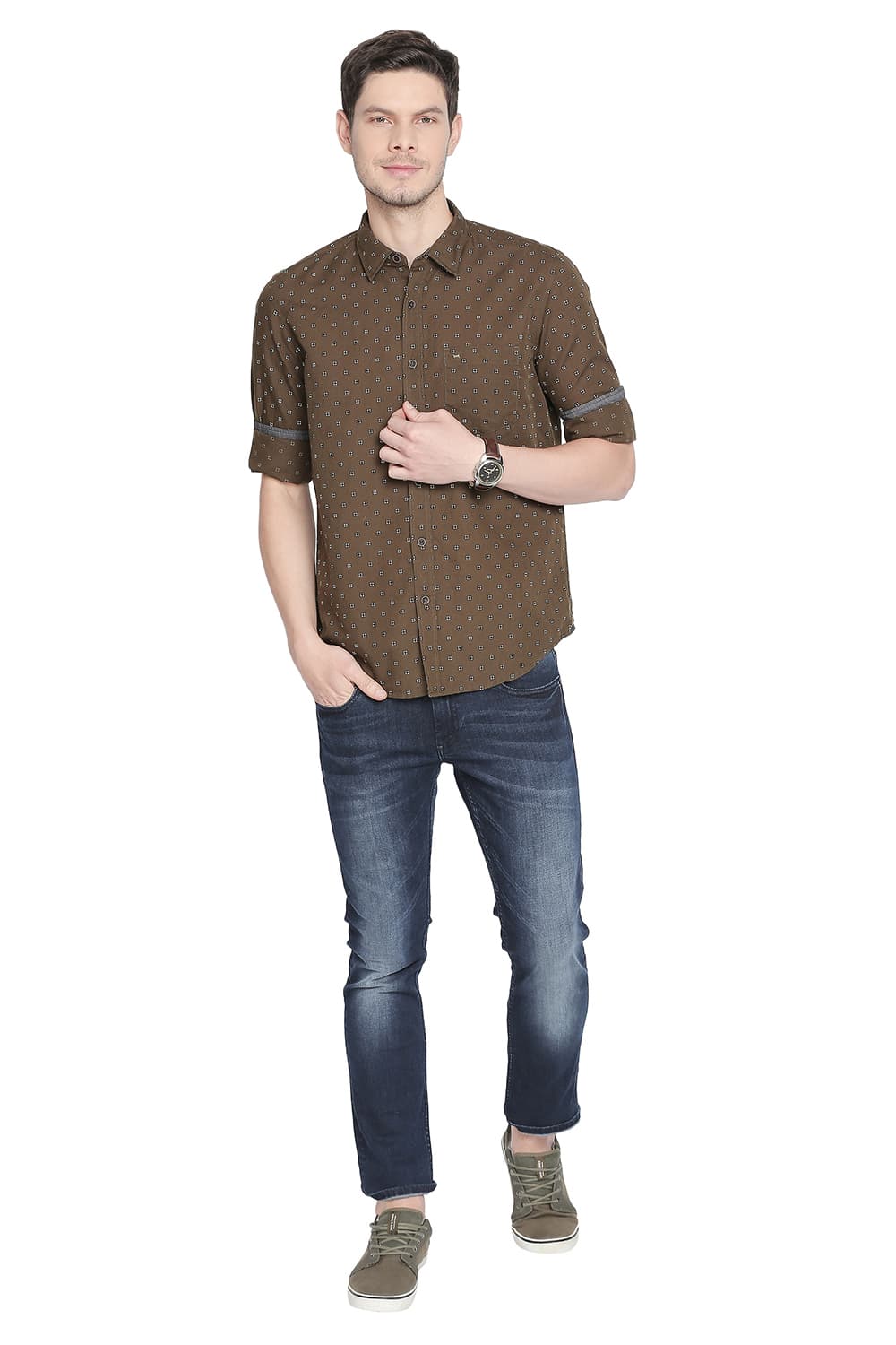 BASICS SLIM FIT PRINTED SHIRT