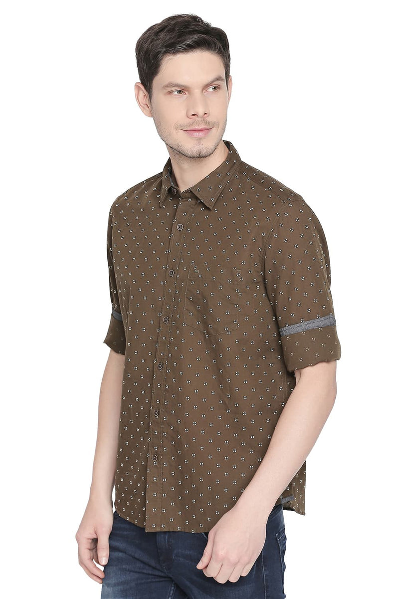 BASICS SLIM FIT PRINTED SHIRT