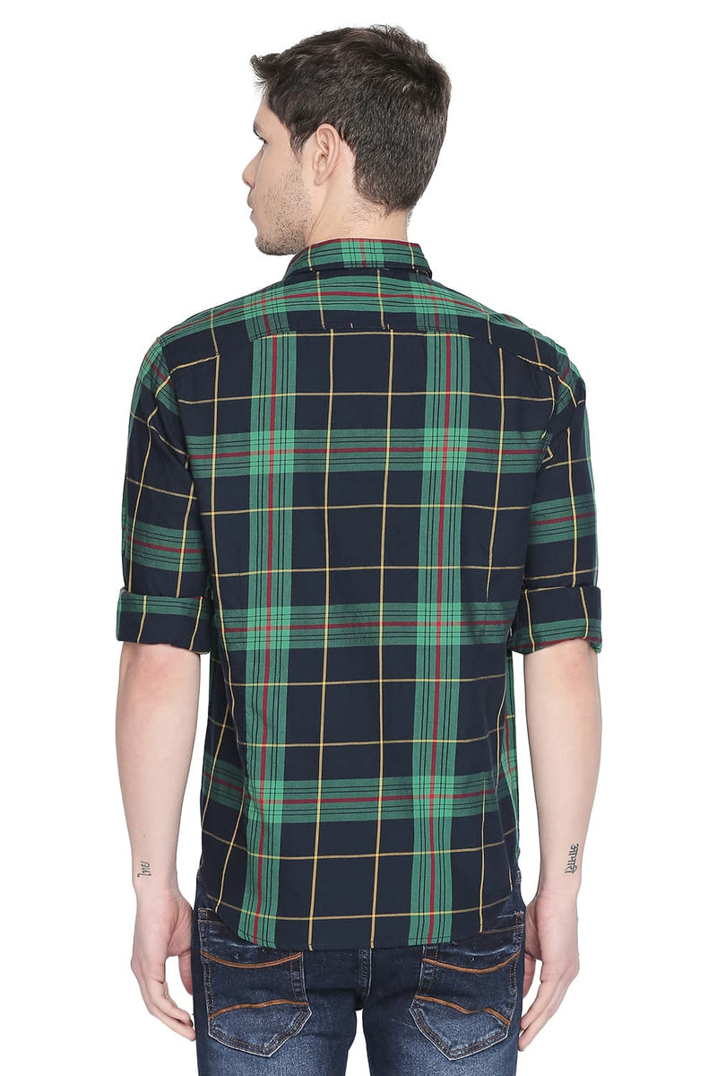 BASICS SLIM FIT TWILL CHECKS SHIRT