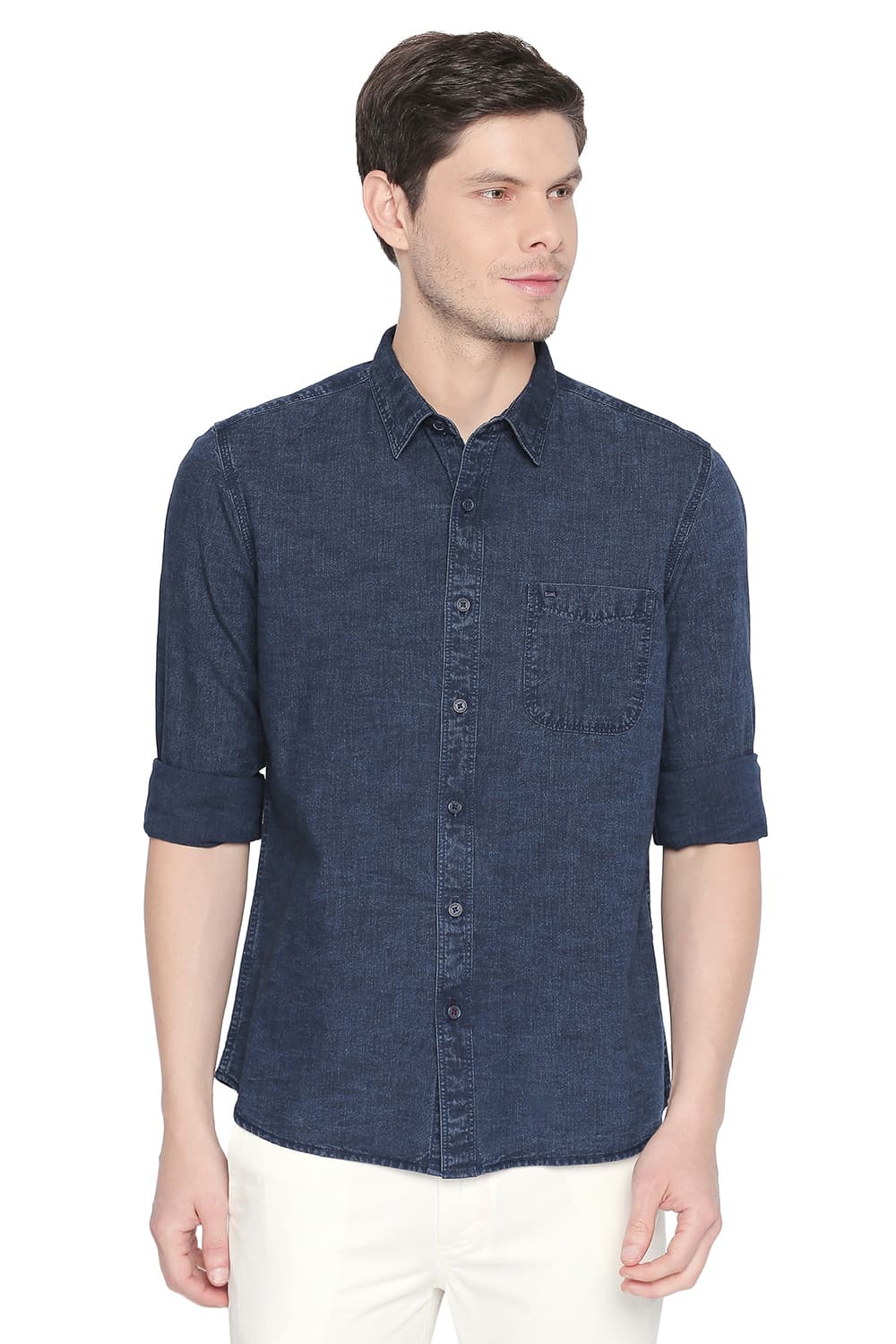 BASICS SLIM FIT INDIGO SHIRT