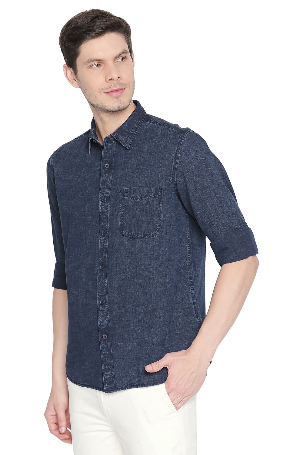 BASICS SLIM FIT INDIGO SHIRT