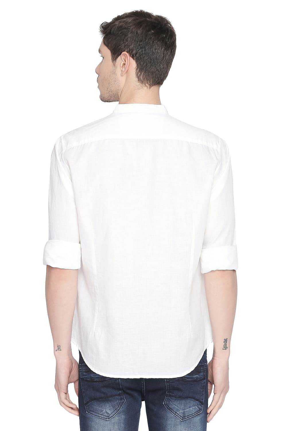 BASICS SLIM FIT COTTON LINEN SHIRT