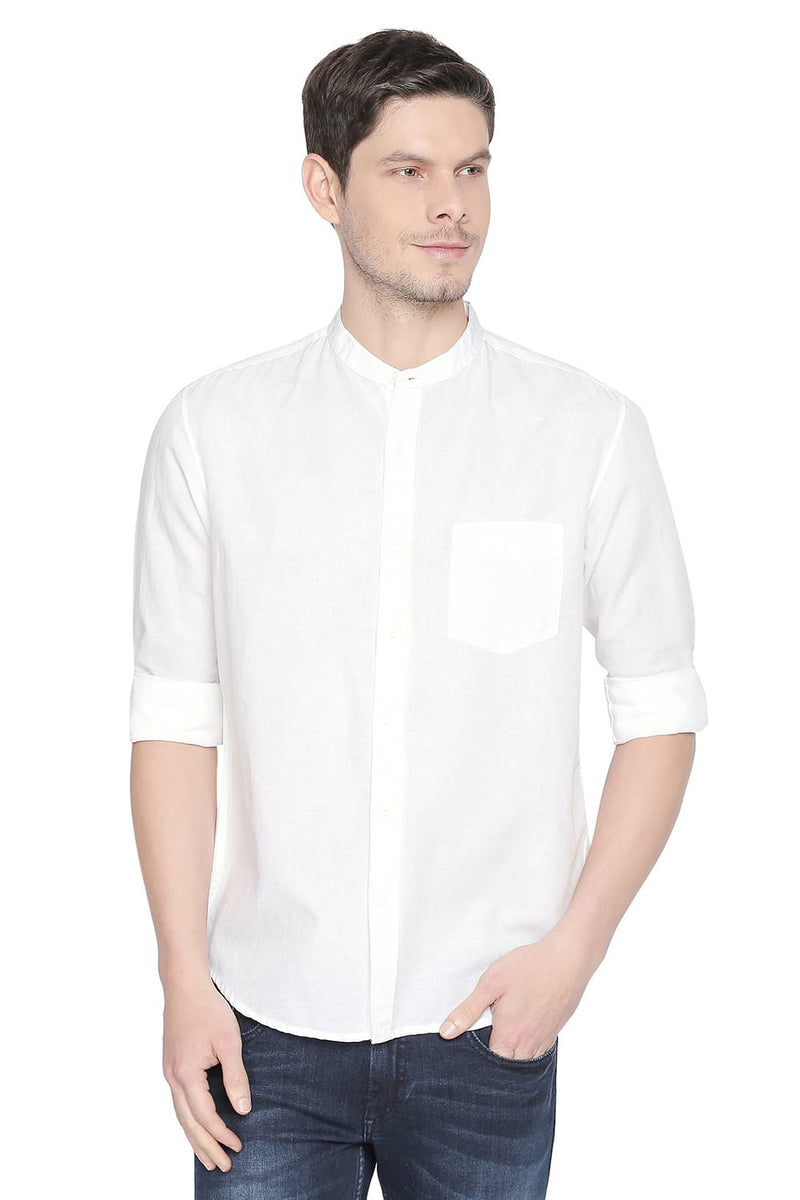 BASICS SLIM FIT COTTON LINEN SHIRT