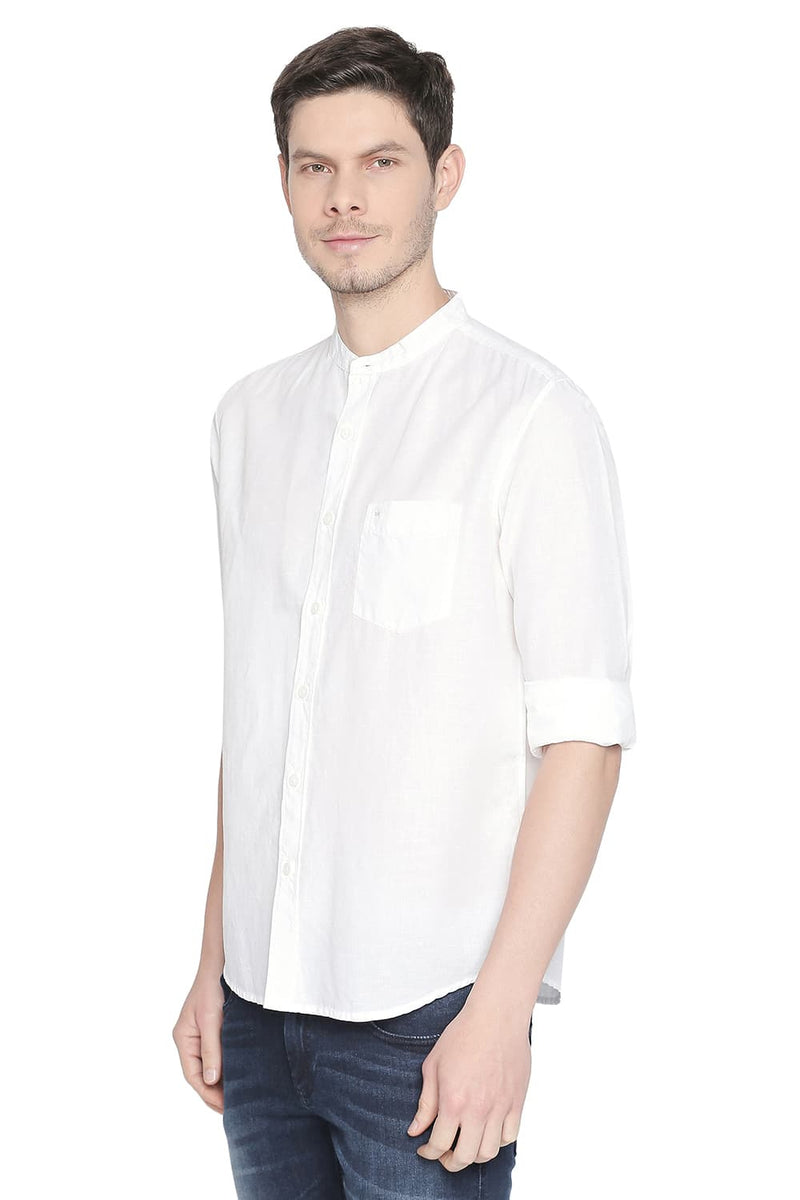 BASICS SLIM FIT COTTON LINEN SHIRT