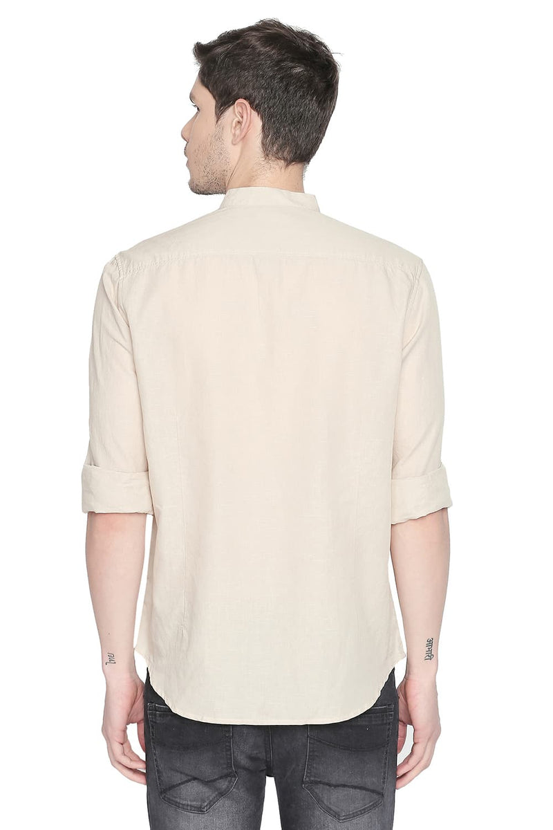 BASICS SLIM FIT COTTON LINEN SHIRT