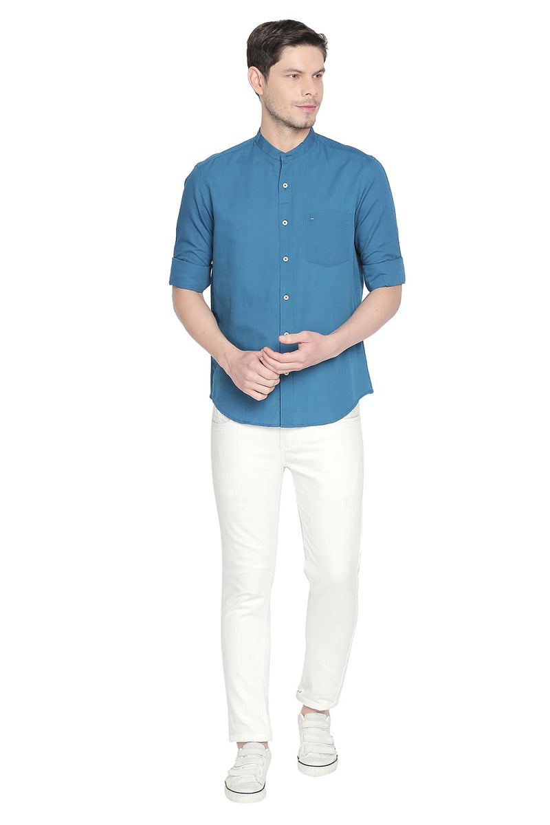 BASICS SLIM FIT COTTON LINEN SHIRT