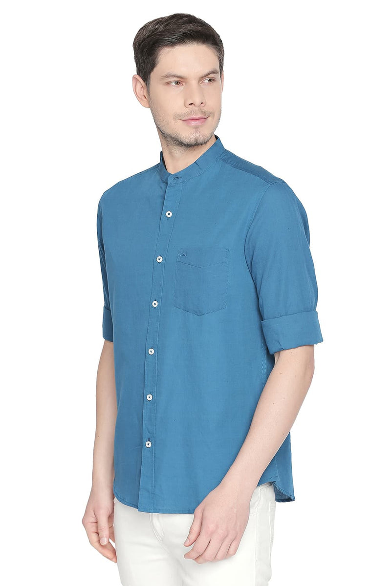 BASICS SLIM FIT COTTON LINEN SHIRT