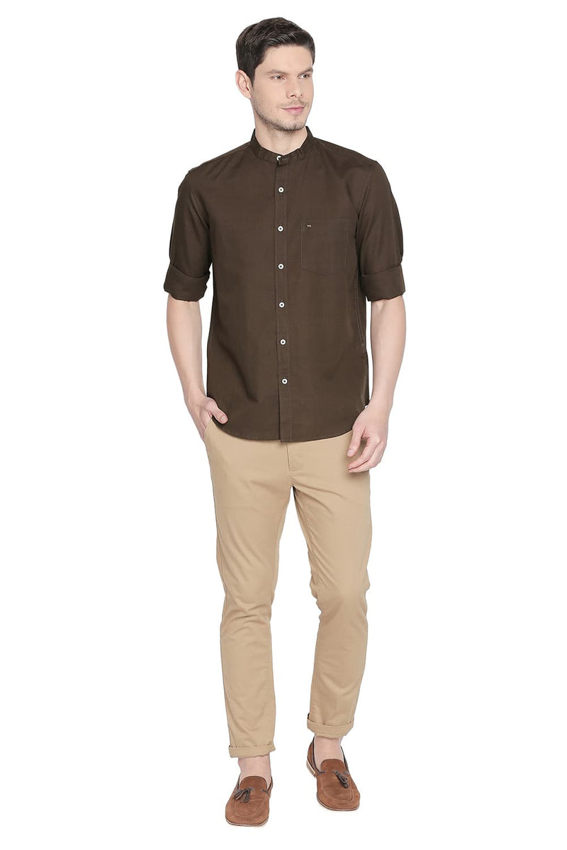 BASICS SLIM FIT COTTON LINEN SHIRT