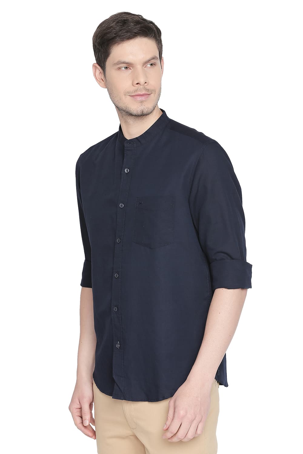 BASICS SLIM FIT COTTON LINEN SHIRT