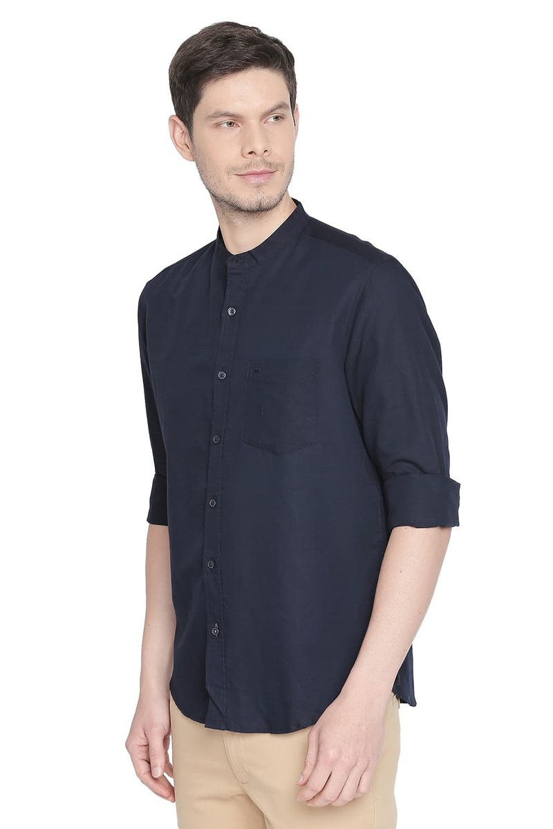 BASICS SLIM FIT COTTON LINEN SHIRT