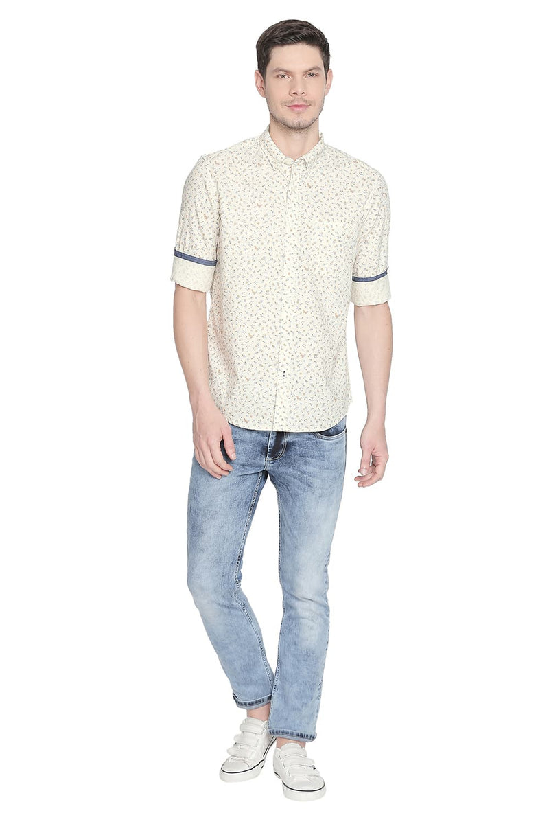 BASICS SLIM FIT PRINTED SHIRT