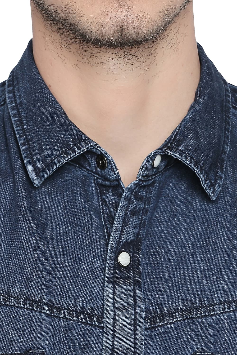 BASICS SLIM FIT TWILL DENIM SHIRT