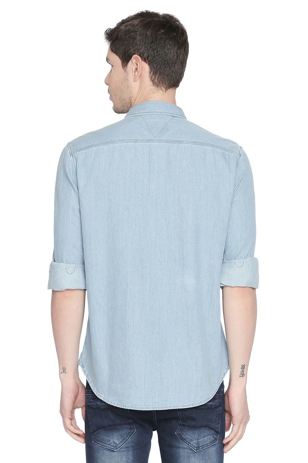 BASICS SLIM FIT TWILL DENIM SHIRT