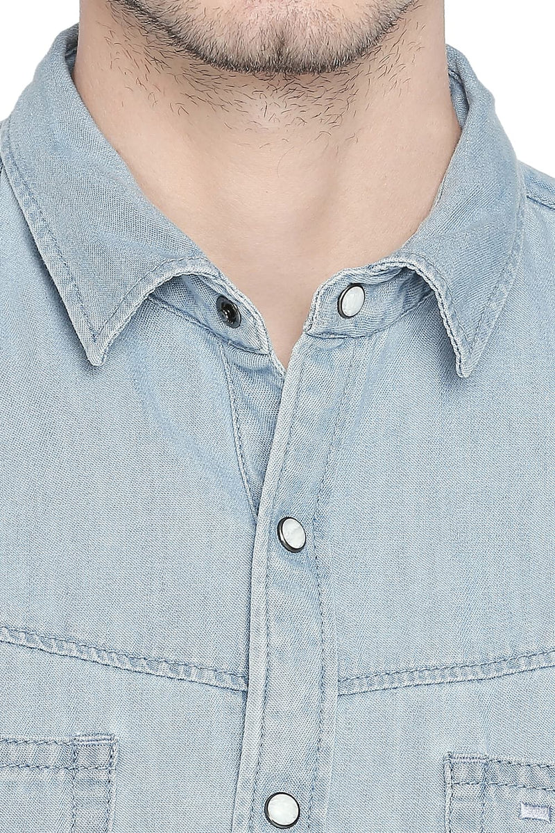 BASICS SLIM FIT TWILL DENIM SHIRT