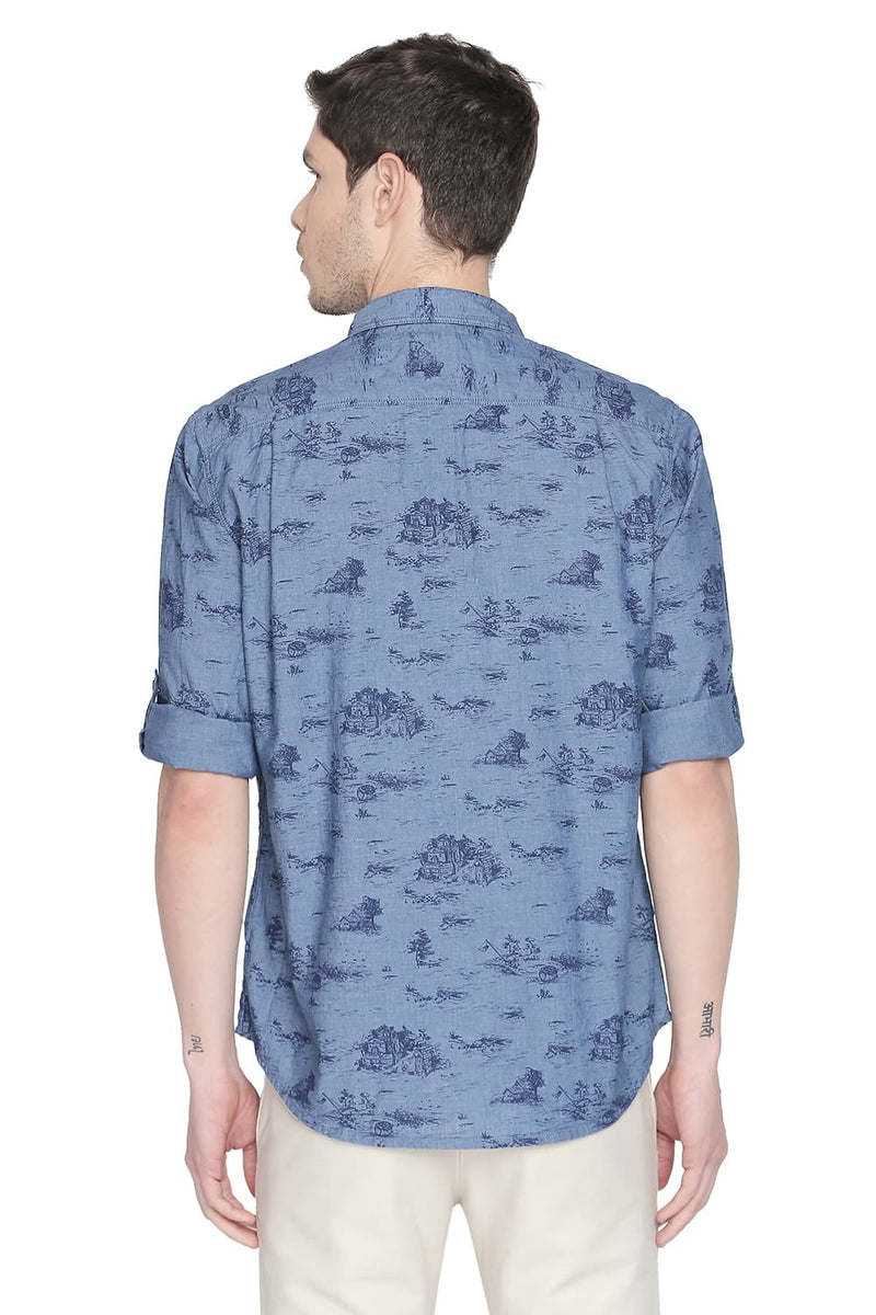 BASICS SLIM FIT PRINTED SHIRT