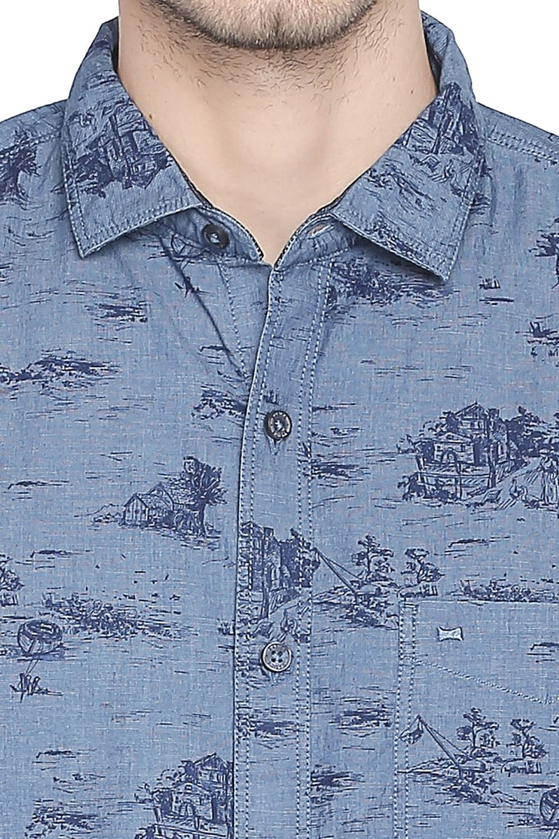 BASICS SLIM FIT PRINTED SHIRT