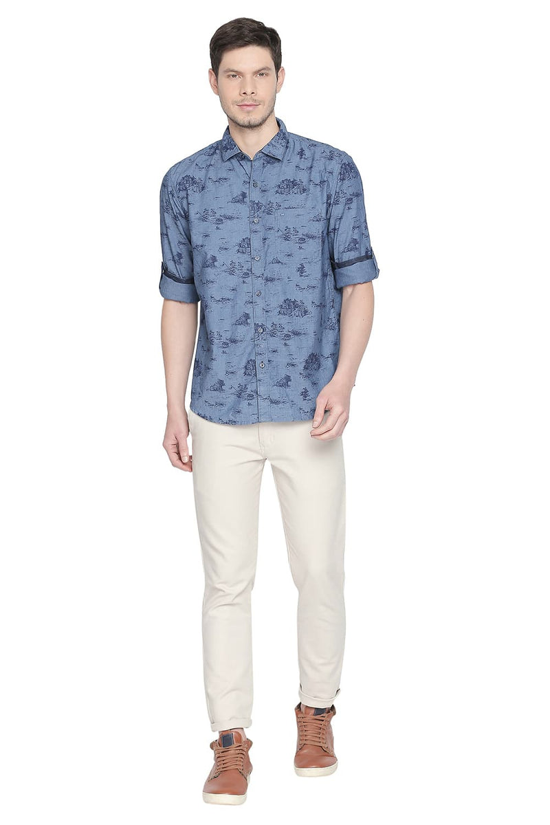 BASICS SLIM FIT PRINTED SHIRT