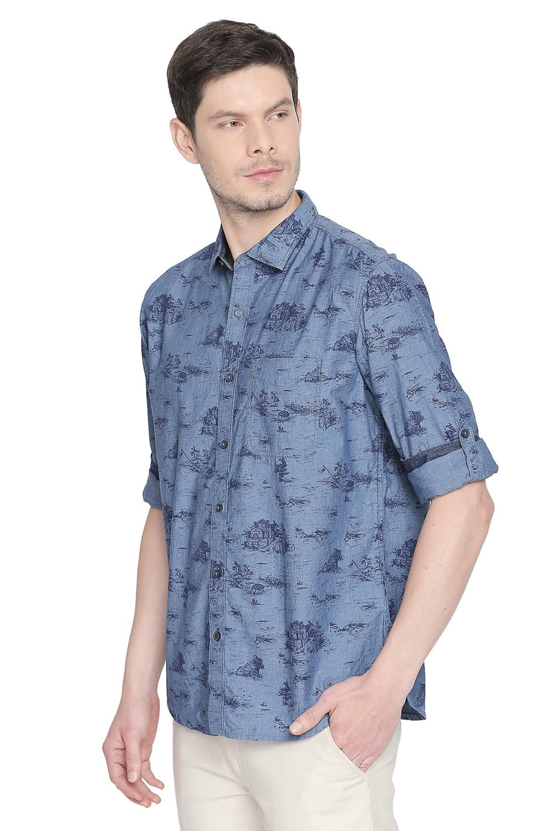 BASICS SLIM FIT PRINTED SHIRT