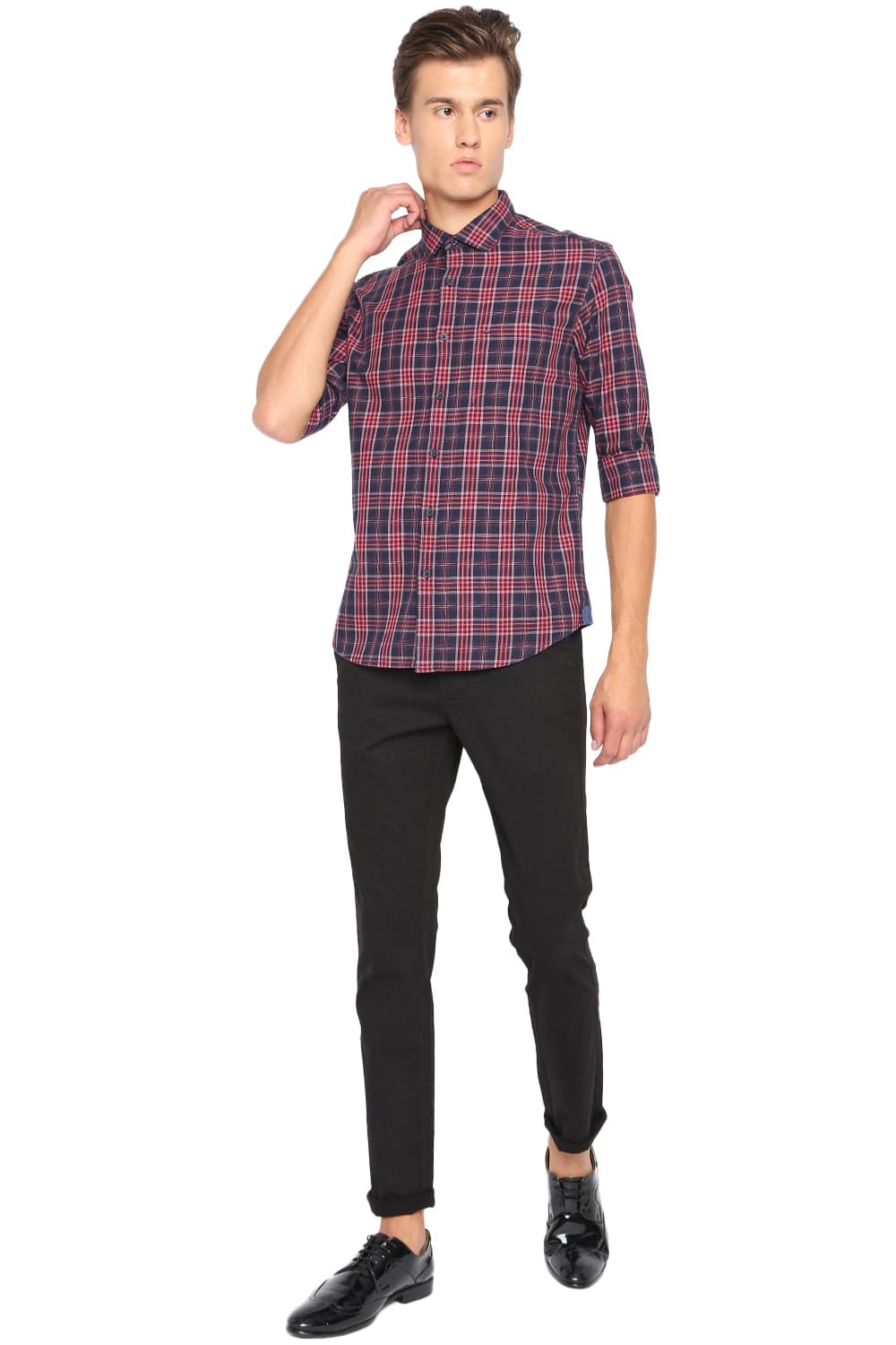 BASICS SLIM FIT CHECKS SHIRT