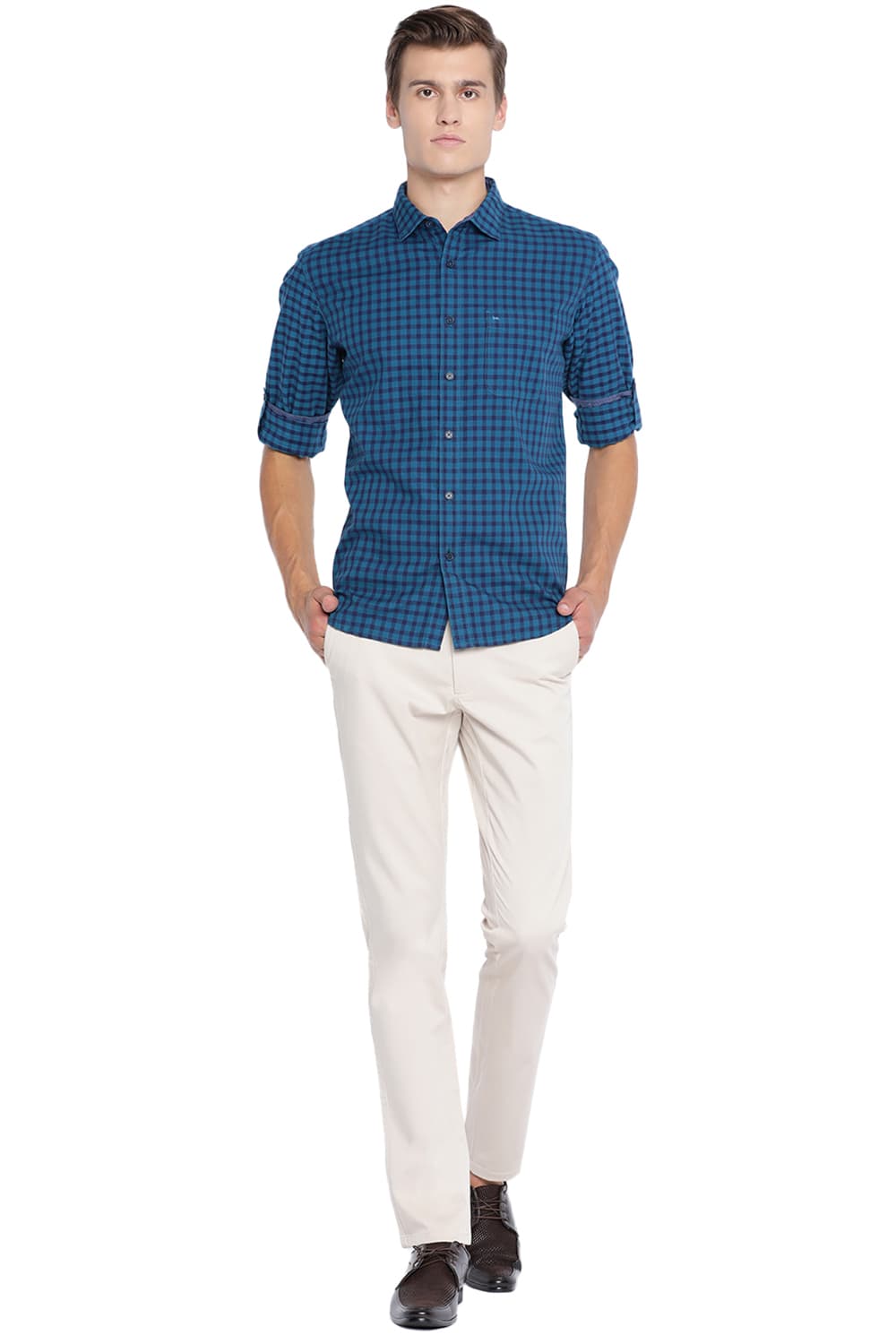 BASICS SLIM FIT CHECKS SHIRT