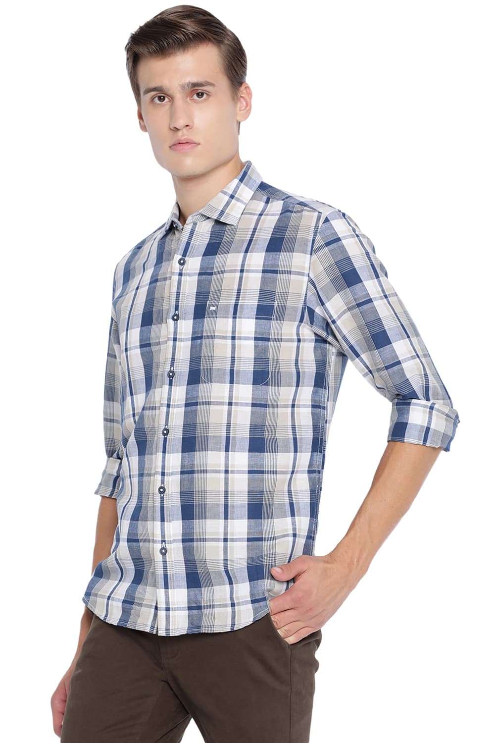 BASICS SLIM FIT CHECKS SHIRT