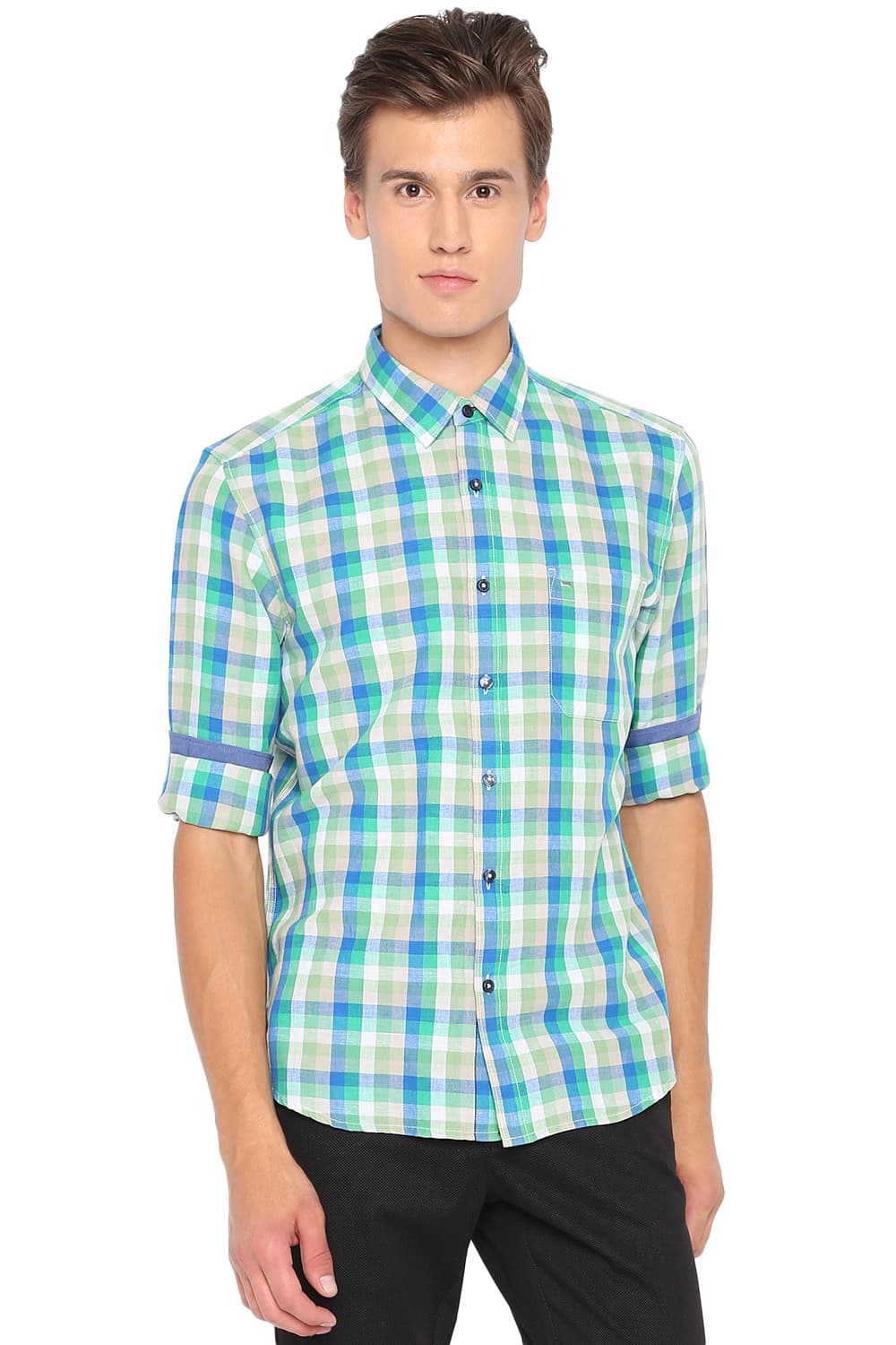 BASICS SLIM FIT CHECKS SHIRT