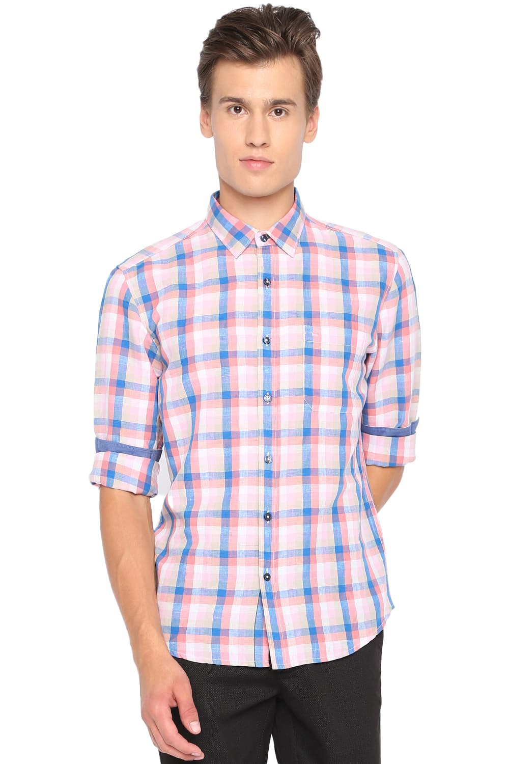 BASICS SLIM FIT CHECKS SHIRT